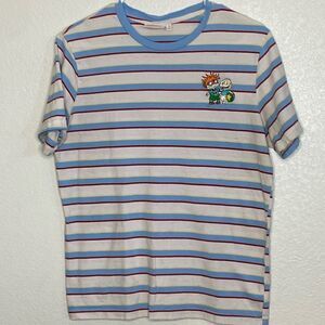 Nickelodeon Striped 100% Cotton T Shirt with Front Embroidery Size S